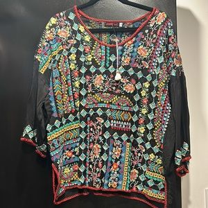 Johnny was black embroidered blouse